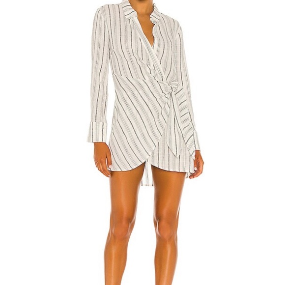 l*space White Black Striped Daydream Tunic Dress Wrap InTheColor Summer XS/TP - Picture 2 of 16